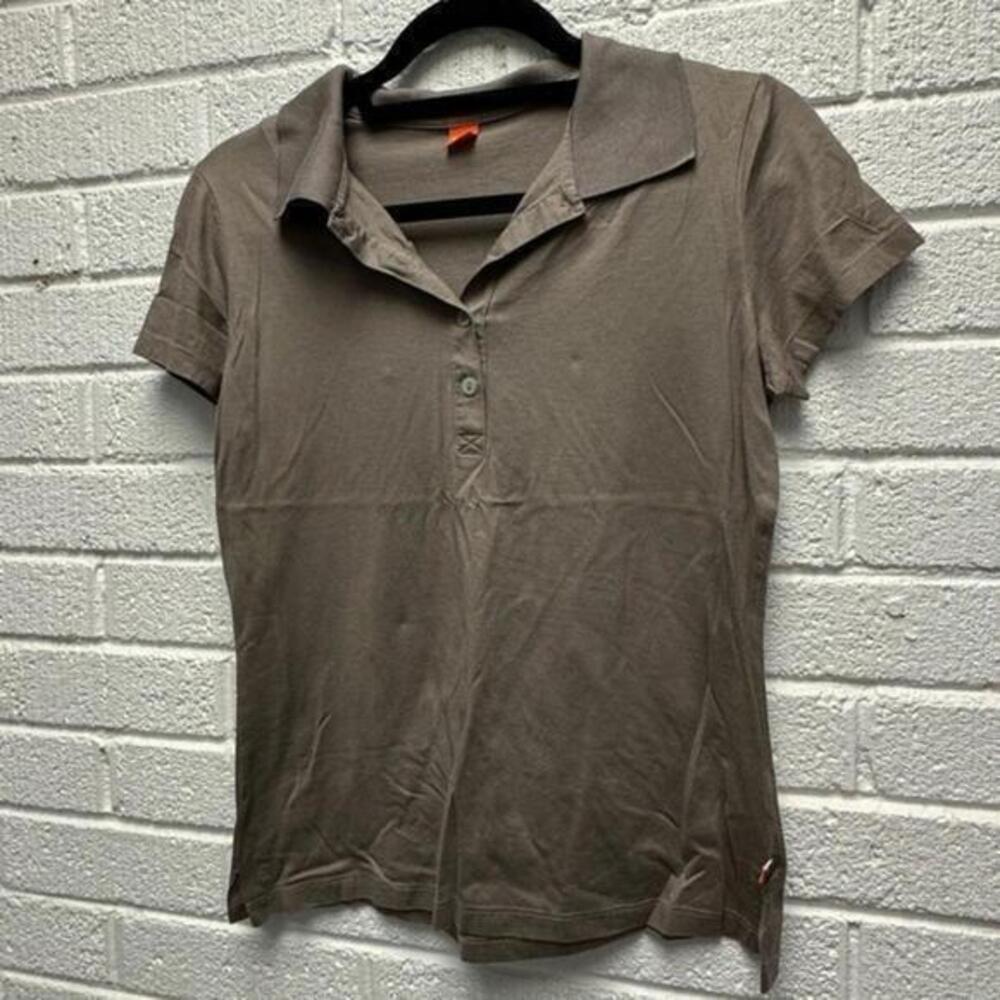 Hugo Boss Brown Golf Shirt Cotton Large T Shirt Tan